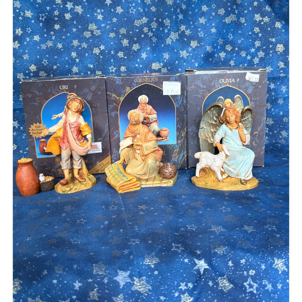Fontanini 5" Nativity Figures Uri 6501 Olivia 52520 Cornelius 75553 Italy Box